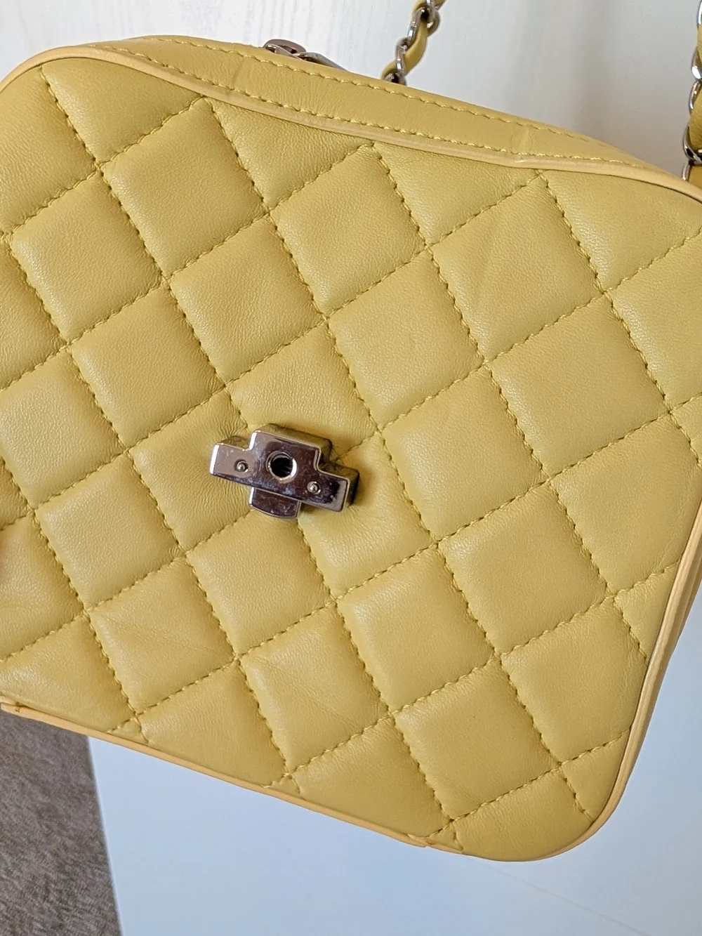 CHANEL Yellow CC Box Camara Bag In